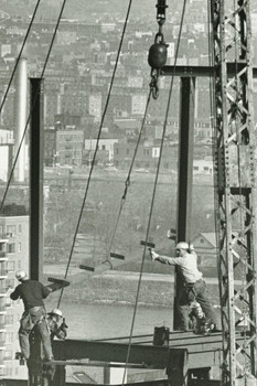 Men Working On Skyscraper Girder Frame B&W Photo Photograph Cool Wall Decor Art Print Poster 12x18