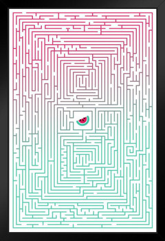 Ultimate Watermelon Maze Poster For Kids or Adults Family Activity Creative Fun Children Cute Social Distancing Indoor Game Stand or Hang Wood Frame Display 9x13