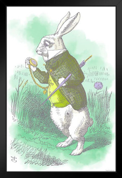 Alice In Wonderland White Rabbit John Tenniel Cute Pastel Watercolor Kids Room Nursery Art Print Stand or Hang Wood Frame Display 9x13