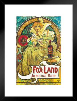 Alphonse Mucha Painting Fox Land Jamaica Rum Poster 1897 Bohemian Czech Painter 1900s Art Nouveau Retro Vintage Advertisement Alcohol Matted Framed Art Wall Decor 20x26
