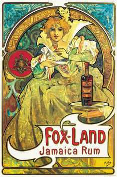 Alphonse Mucha Painting Fox Land Jamaica Rum Poster 1897 Bohemian Czech Painter 1900s Art Nouveau Retro Vintage Advertisement Alcohol Cool Huge Large Giant Poster Art 36x54