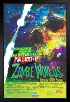 NASA Zombie Worlds Galaxy of Horrors Retro Travel Vintage JPL Planets Exploration Science Fiction SciFi Tourism Astronaut Geeky Nerdy Stand or Hang Wood Frame Display 9x13