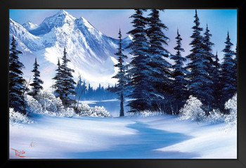 Bob Ross Winter Mountain Art Print Painting Bob Ross Poster Bob Ross Collection Bob Art Paintings Happy Accidents Bob Ross Print Decor Mountains Painting Stand or Hang Wood Frame Display 9x13