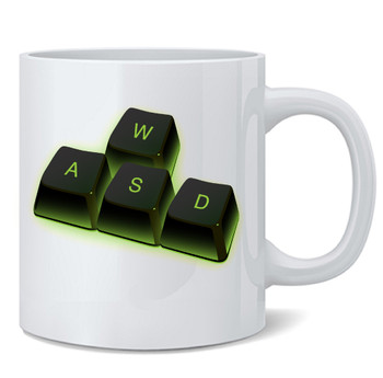 WASD Keyboard PC Gamer Video Game Controls Funny Geeky Double Sided Ceramic Coffee Mug Tea Cup Fun Novelty Gift 12 oz