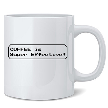 Coffee Is Super Effective RPG Role Playing Game Gamer Funny Geeky Double Sided Ceramic Coffee Mug Tea Cup Fun Novelty Gift 12 oz