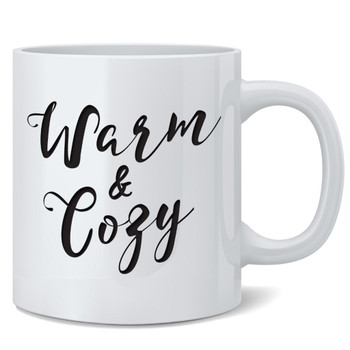 Warm and Cozy Winter Hygge Quote Rustic Dcor Cute Hot Cocoa Double Sided Ceramic Coffee Mug Tea Cup Fun Novelty Gift 12 oz