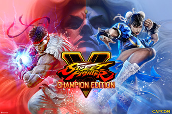 Street Fighter V Champion Edition Ryu Chun Li CAPCOM Video Game Merchandise Gamer Classic Fighting Cool Wall Decor Art Print Poster 12x18