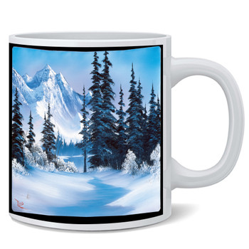 Bob Ross Winter Mountain Painting Ceramic Coffee Mug Tea Cup 12 oz