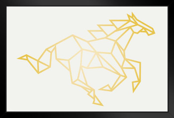 Horse White and Gold Polygon Art Modern Decor Bedroom Living Room Apartment Dorm Room Art Print Stand or Hang Wood Frame Display 9x13