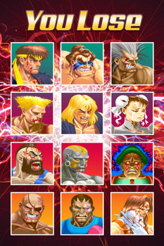 Street Fighter You Lose Defeated Challengers CAPCOM Video Game Merchandise Gamer Classic Fighting Thick Paper Sign Print Picture 8x12