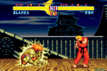 Street Fighter 2 Ken vs Blanka CAPCOM Classic Vintage Retro 90s Video Game Merchandise Gamer Fighting Cool Wall Decor Art Print Poster 24x36
