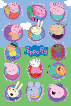 Peppa Pig Characters Kids Room TV Show Cool Wall Decor Art Print Poster 36x24