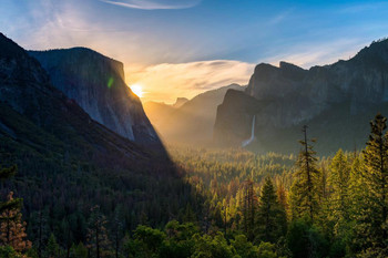 Tunnel View Yosemite Valley Yosemite National Park California Photo Photograph Mountain Nature Landscape Scenic Scenery Parks Picture America Sunset Sunrise Stretched Canvas Art Wall Decor 24x16