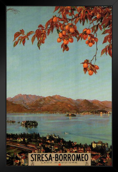 Stresa Borromeo Lago Maggiore Italian Lake Vintage Travel Art Deco Vintage French Wall Art Nouveau 1920 French Advertising Stand or Hang Wood Frame Display 9x13