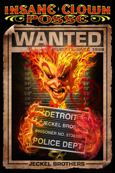 Wanted Sign Jeckel Bros ICP Insane Clown Posse Music Band Tom Wood Fantasy Stretched Canvas Art Wall Decor 16x24