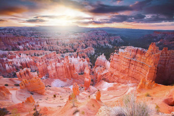 Sunrise at Bryce Canyon National Park Utah Photo Print Stretched Canvas Wall Art 24x16 inch