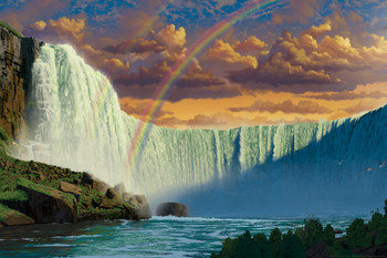 Niagara Falls Rainbow Nature Landscape by Vincent Hie Cool Wall Decor Art Print Poster 12x18