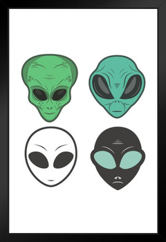 Alien Face Humanoid Head Collection UFO Area 51 Extra Terrestrial Art Print Stand or Hang Wood Frame Display Poster Print 9x13