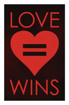 Love Wins Red Stretched Canvas Wall Art 16x24 inch