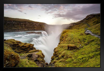Gullfoss Waterfall Iceland Scenic River Landscape Photo Art Print Stand or Hang Wood Frame Display Poster Print 13x9
