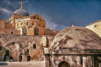 Church of the Holy Sepulchre Old Jerusalem Israel Photo Print Stretched Canvas Wall Art 24x16 inch