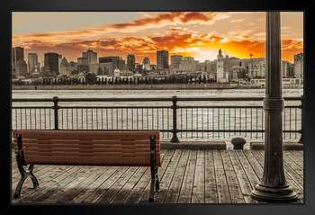 Montreal Quebec Skyline at Sunset Photo Photograph Art Print Stand or Hang Wood Frame Display Poster Print 13x9