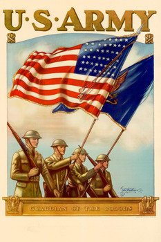 WPA War Propaganda US Army Guradian Of The Colors Recruiting Stretched Canvas Wall Art 16x24 inch