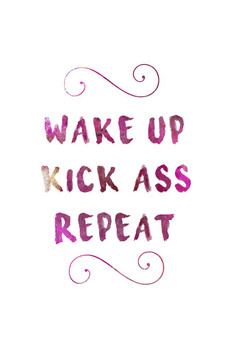 Wake Up Kick ASs Repeat Print Stretched Canvas Wall Art 16x24 inch