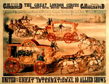 The Great London Circus Sangers Royal British Managerie Print Stretched Canvas Wall Art 24x16 inch