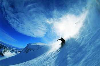 Man Skiing Down a Slope Photo Print Stretched Canvas Wall Art 24x16 inch