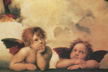 Raphael Winged Cherubs On Elbows Angel Realism Romantic Artwork Raffaello Prints Biblical Drawings Portrait Painting Wall Art Renaissance Posters Canvas Art Stretched Canvas Art Wall Decor 24x16