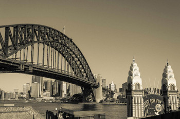 Sydney Harbour Bridge Black and White B&W Photo Photograph Stretched Canvas Art Wall Decor 24x16