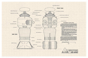 Lost In Space Environmental Control Robot B9 Diagram Stretched Canvas Wall Art 16x24 inch