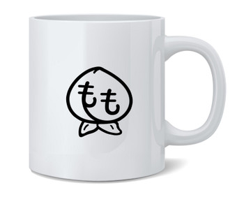 Momo Japanese Peach Cute Kawaii Ceramic Coffee Mug Tea Cup Fun Novelty Gift 12 oz