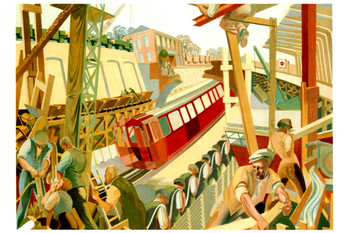 New Works 1932 Building London Underground Subway England Vintage Illustration Travel Cool Wall Decor Art Print Poster 12x18