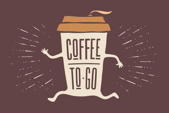 Coffee To Go Funny Print Stretched Canvas Wall Art 24x16 inch