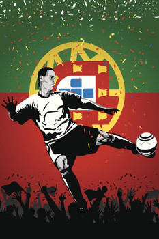 Portugal Soccer Player Sports Stretched Canvas Wall Art 16x24 inch