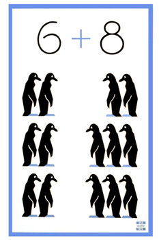 6 Plus 8 Penguins Math Classroom Education Penguin Poster Penguin Home Decor Gentoo Penguin Wall Decor Arctic Ice Animal Wildlife Art Print Snow Nature Print Stretched Canvas Art Wall Decor 16x24