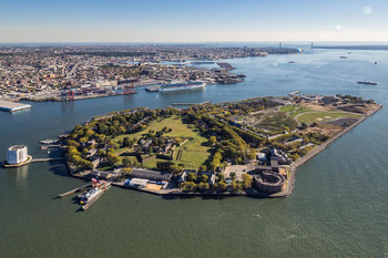 Aerial View of Governors Island New York City NYC Photo Print Stretched Canvas Wall Art 24x16 inch