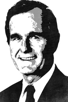 President George HW Bush 41 Pop Art Portrait Republican Politics Politician White Stretched Canvas Art Wall Decor 16x24