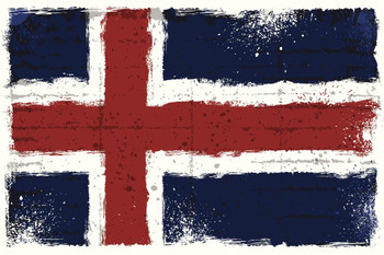 Icelandic National Flag Print Stretched Canvas Wall Art 24x16 inch