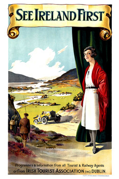See Ireland First Irish Tourist Association Dublin Train Railway Vintage Illustration Travel Cool Wall Decor Art Print Poster 12x18
