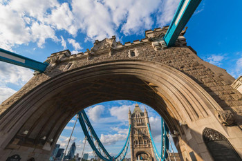 Tower Bridge Arch Low Angle View London England Photo Print Stretched Canvas Wall Art 24x16 inch