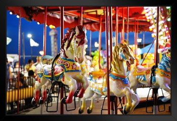 Carousel at Coney Island Amusement Park Brooklyn Photo Photograph Art Print Stand or Hang Wood Frame Display Poster Print 13x9