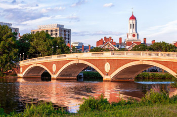 John W Weeks Bridge Footbridge Cambridge Photo Print Stretched Canvas Wall Art 24x16 inch