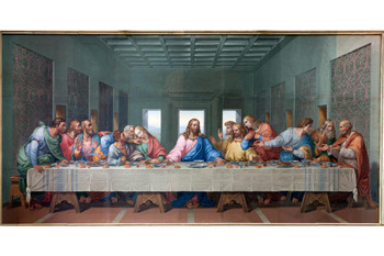 Last Supper Mosaic by Giacomo Raffaelli Realism Romantic Artwork Michelangelo Prints Biblical Drawings Portrait Painting Wall Art Renaissance Posters Canvas Art Stretched Canvas Art Wall Decor 24x16