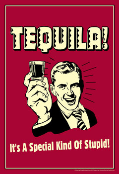 Tequila! Its A Special Kind of Stupid! Retro Humor Stretched Canvas Wall Art 16x24 inch