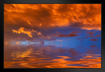 Cumulus Clouds During Sunset Red Reflection Photo Photograph Art Print Stand or Hang Wood Frame Display Poster Print 13x9