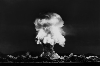 Nuclear Bomb Explosion Nevada Test July 1957 Photo Print Stretched Canvas Wall Art 24x16 inch