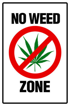 Warning Sign No Weed Zone Marijuana 420 Weed Dope Ganja Mary Jane Wacky Tobacky Bud Cannabis Room Guys Propaganda Smoking Stoner Reefer Stoned Buds Pothead Stretched Canvas Art Wall Decor 16x24